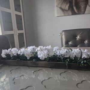 White Floral Centerpiece with Greenery